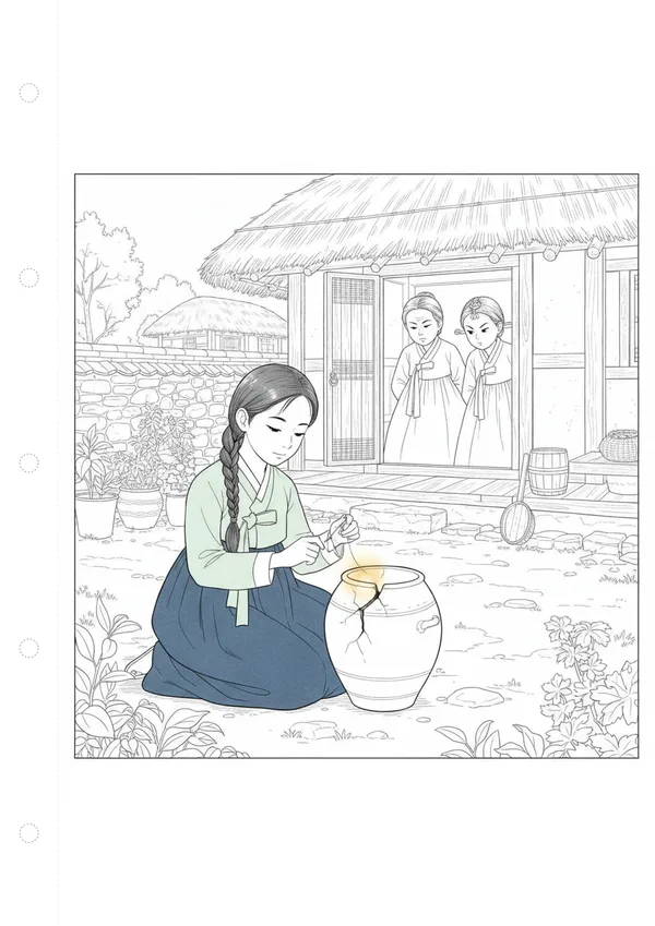 콩쥐팥쥐 1화: 콩쥐의 고난 색칠공부 도안
