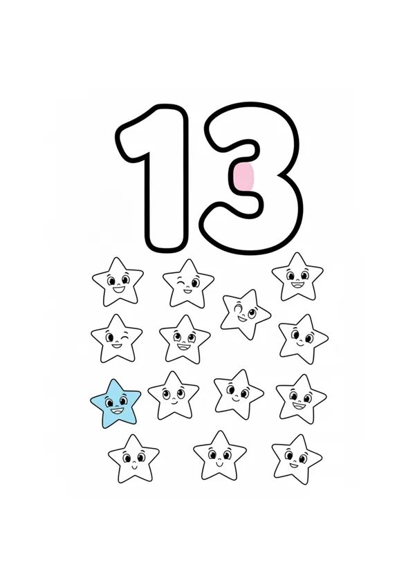 숫자 13 색칠공부 도안