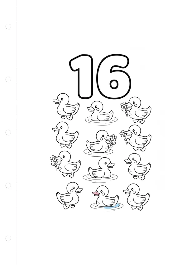숫자 16 색칠공부 도안