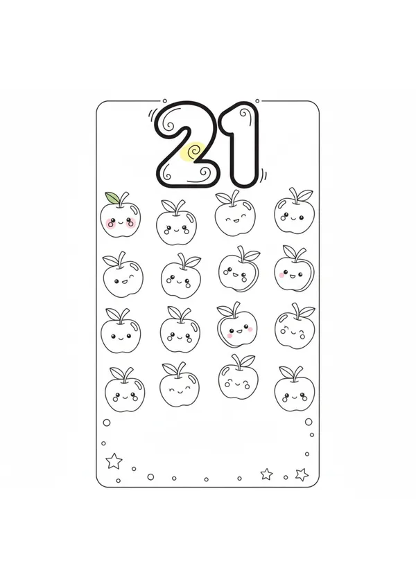 숫자 21 색칠공부 도안