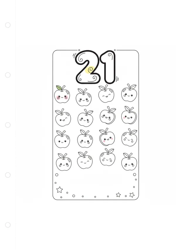 숫자 21 색칠공부 도안
