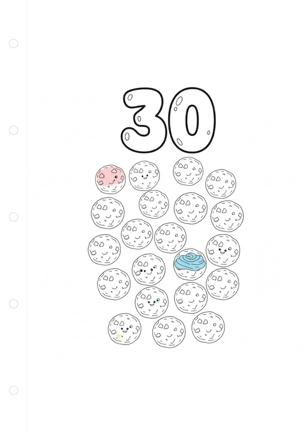 숫자 30 색칠공부 도안