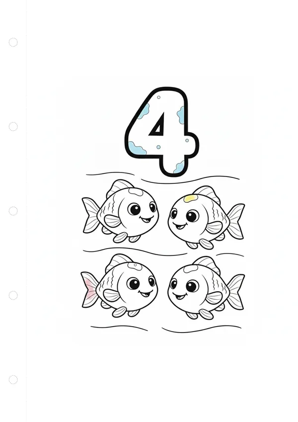 숫자 4 색칠공부 도안