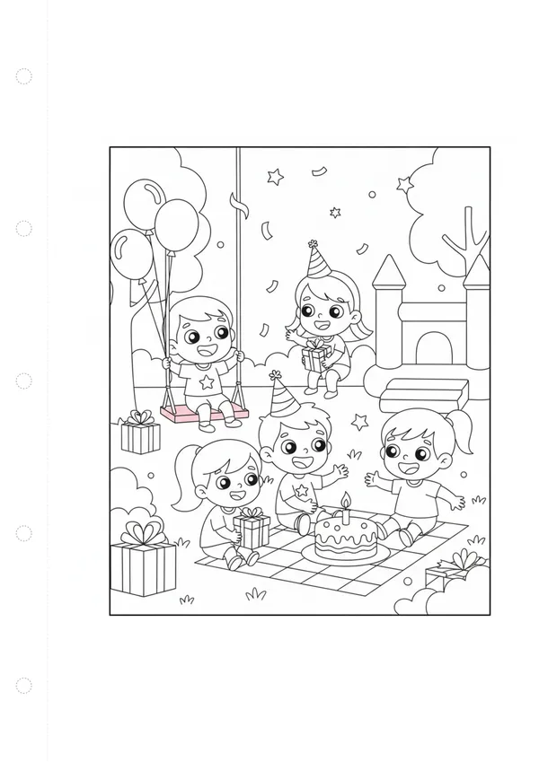 생일 파티 (바깥놀이) 색칠공부 도안