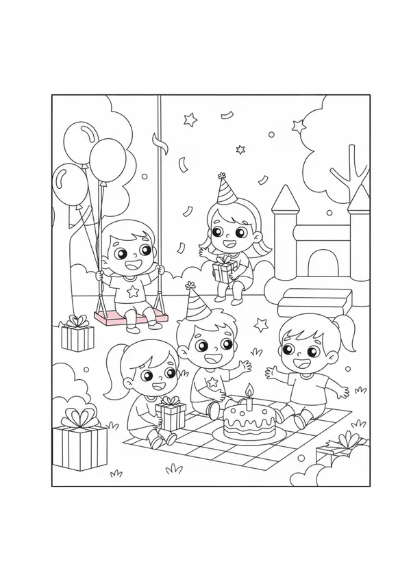 생일 파티 (바깥놀이) 색칠공부 도안