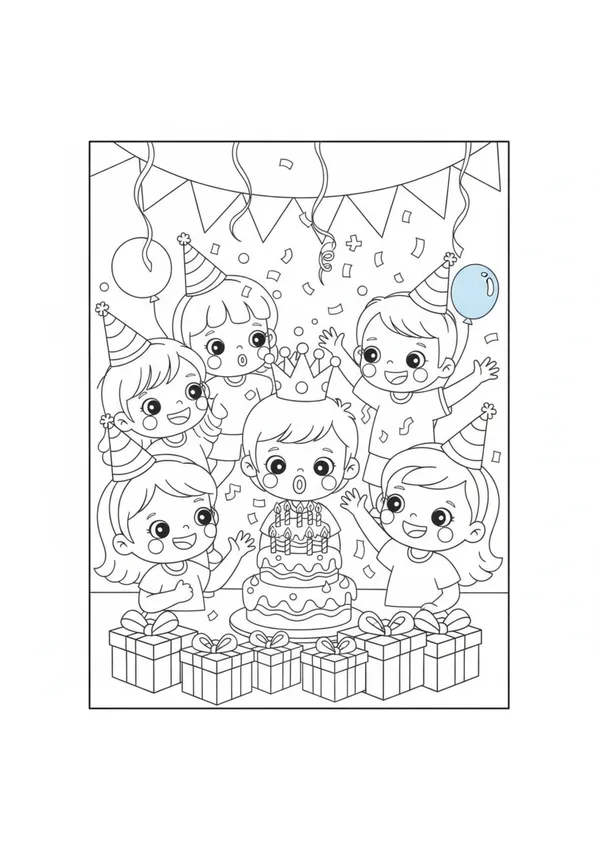 생일 파티 (방긋) 색칠공부 도안
