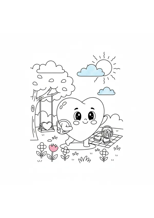 하트 (바깥놀이) 색칠공부 도안