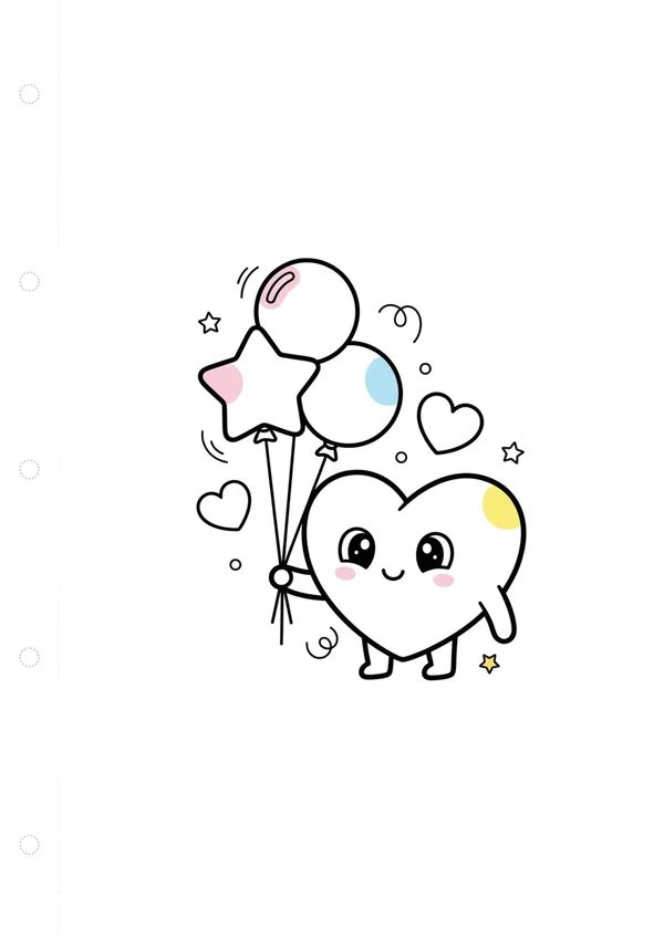 하트 (풍선과 함께) 색칠공부 도안