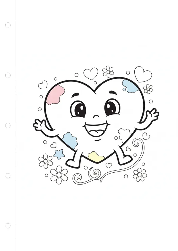하트 (방긋) 색칠공부 도안