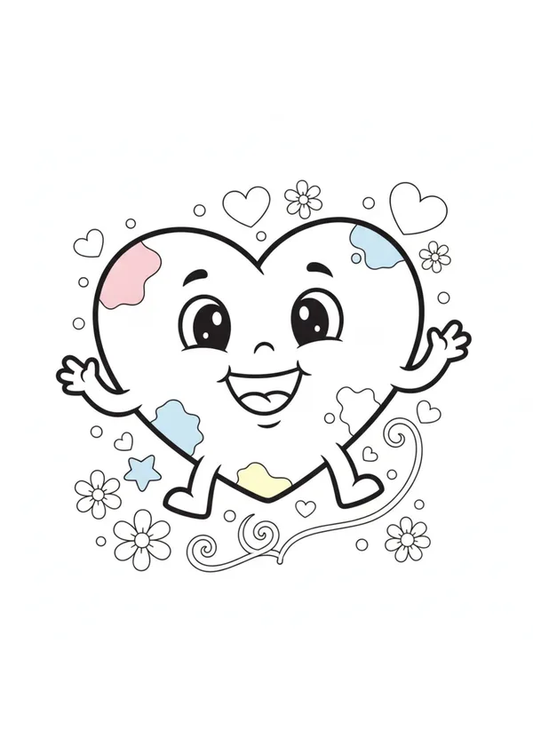하트 (방긋) 색칠공부 도안