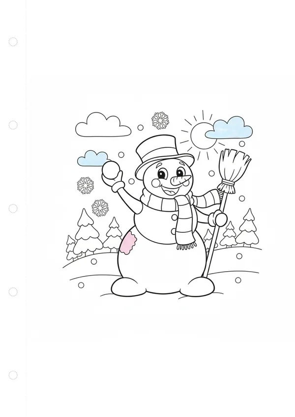 겨울 눈사람 (바깥놀이) 색칠공부 도안