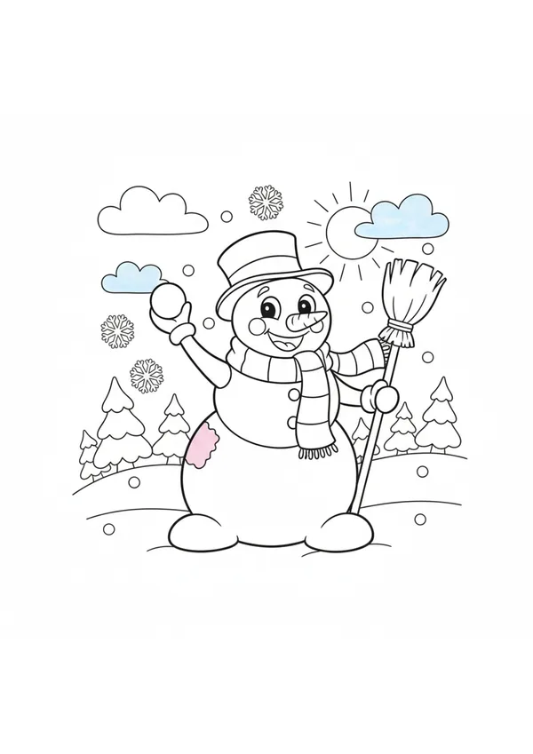 겨울 눈사람 (바깥놀이) 색칠공부 도안