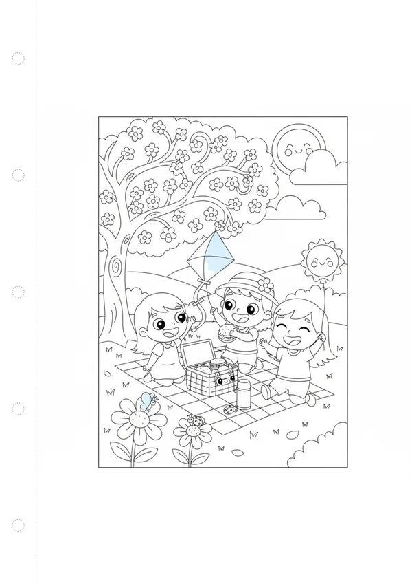 봄 소풍 (바깥놀이) 색칠공부 도안