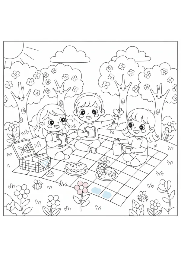 봄 소풍 (방긋) 색칠공부 도안