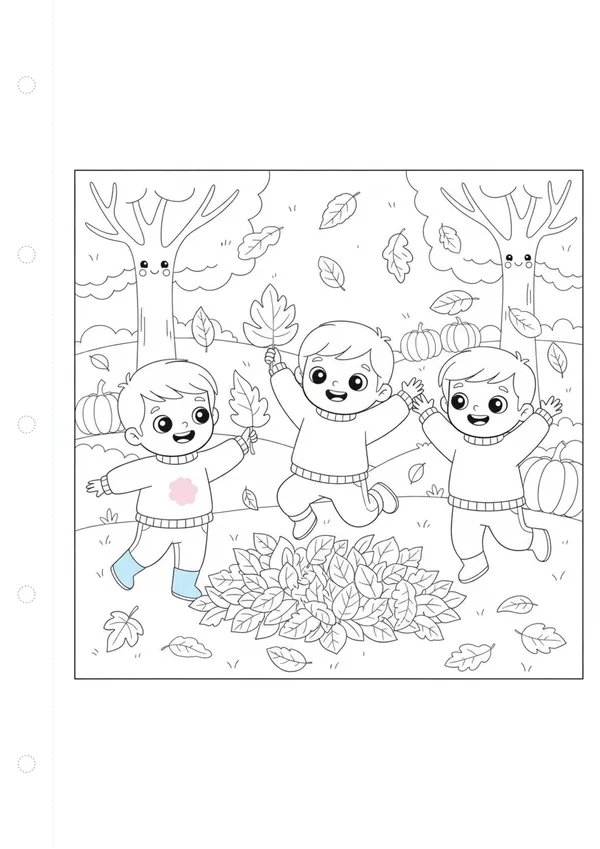 가을 낙엽 (바깥놀이) 색칠공부 도안