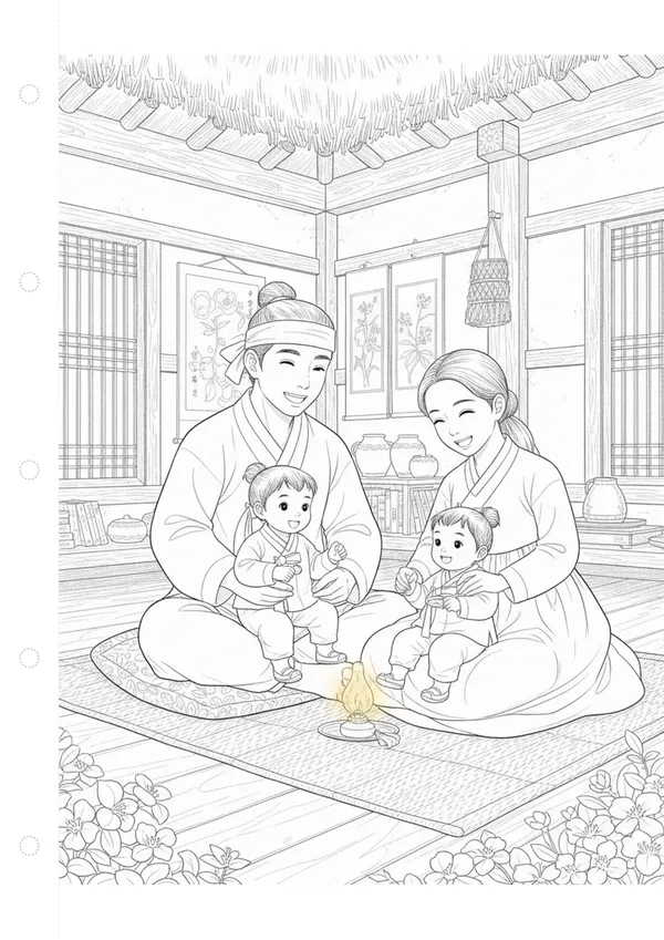선녀와 나무꾼 3장면 - 나무꾼 가족의 행복