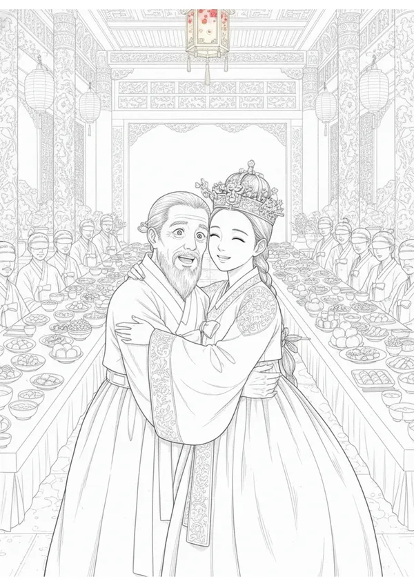 심청전 6화: 심봉사, 눈을 뜨다 색칠공부 도안