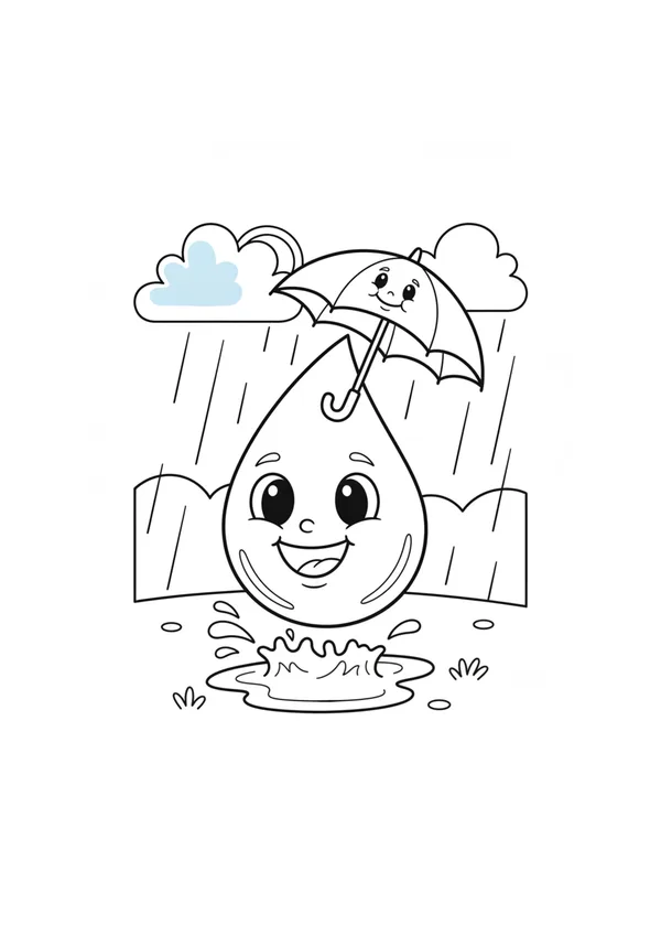 빗방울과 우산 (바깥놀이) 색칠공부 도안