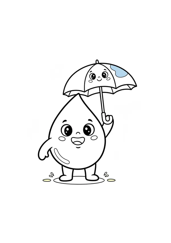 빗방울과 우산 (방긋) 색칠공부 도안
