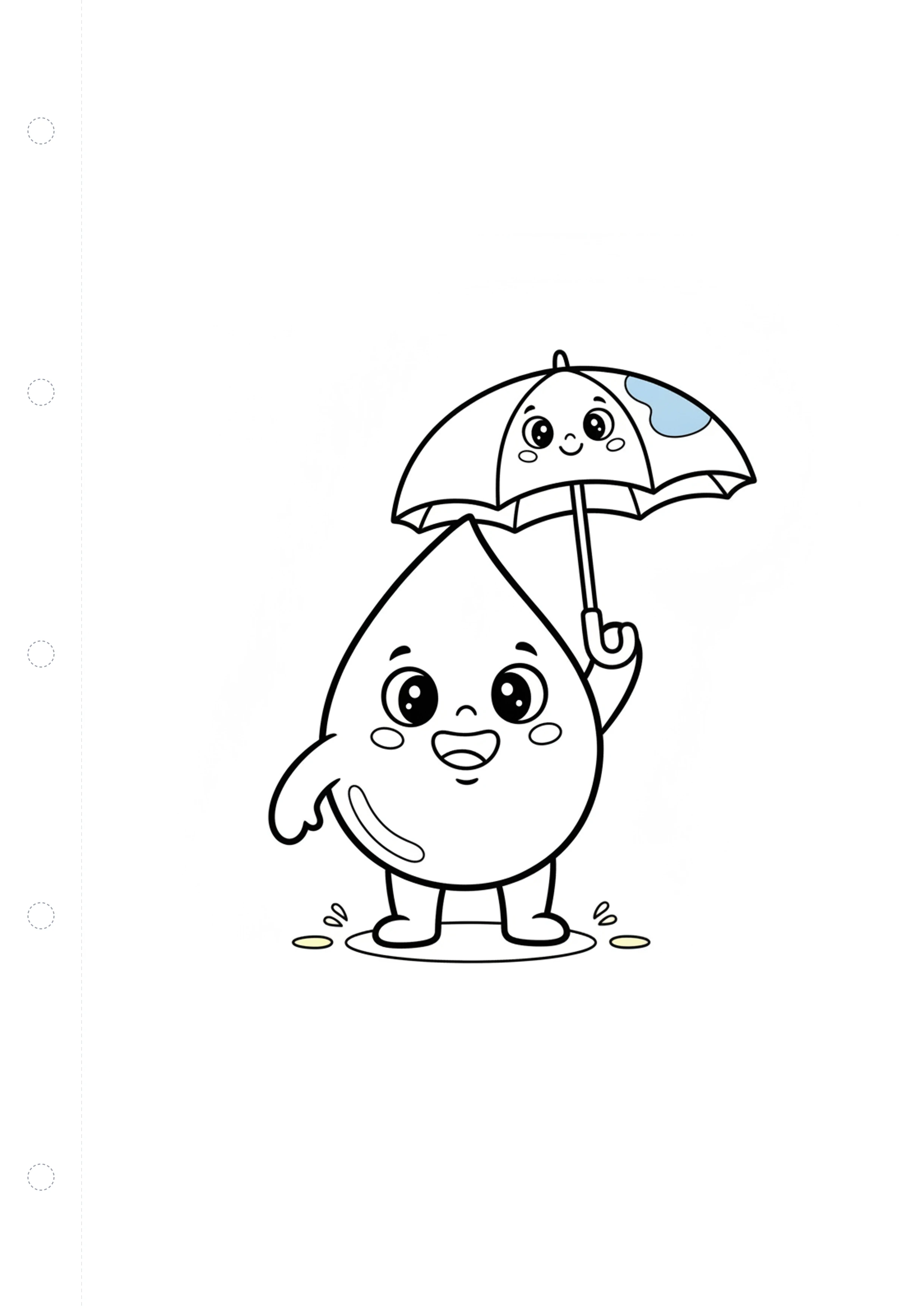 빗방울과 우산 (방긋) 원본 도안