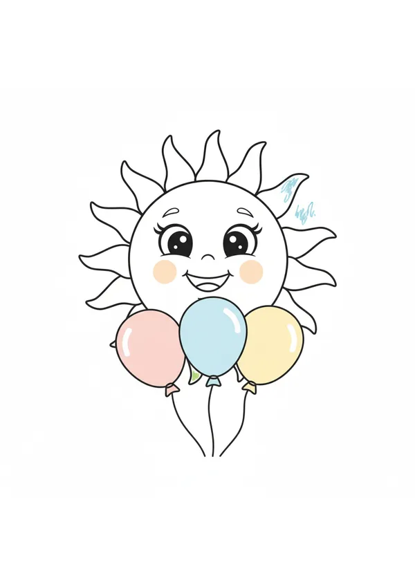 해님 (풍선과 함께) 색칠공부 도안