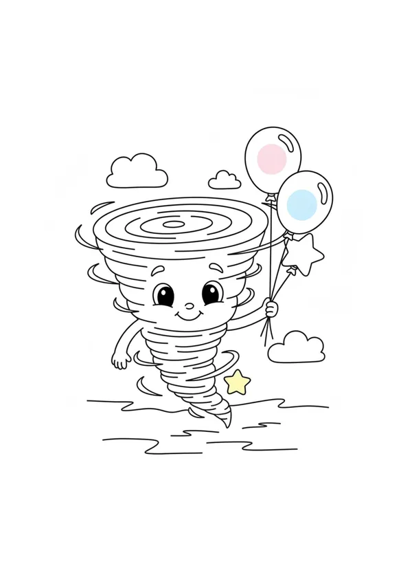 회오리 (풍선과 함께) 색칠공부 도안