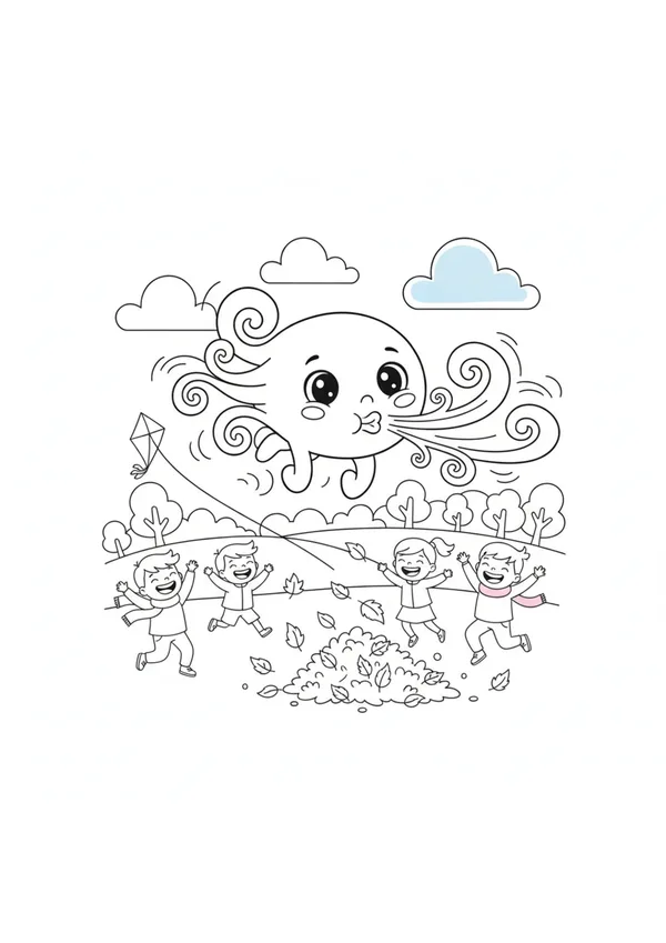 바람 (바깥놀이) 색칠공부 도안