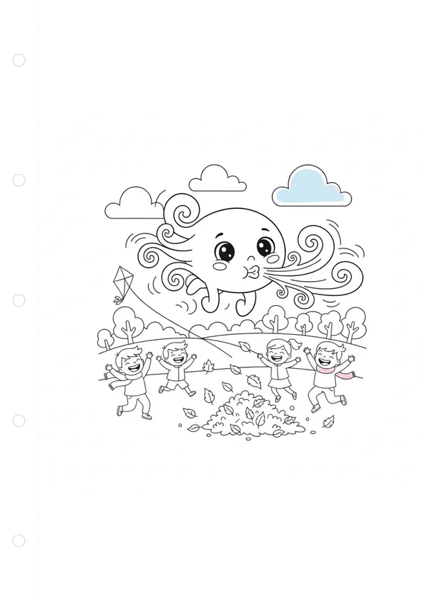 바람 (바깥놀이) 색칠공부 도안