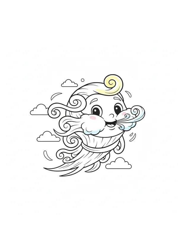 바람 (방긋) 색칠공부 도안