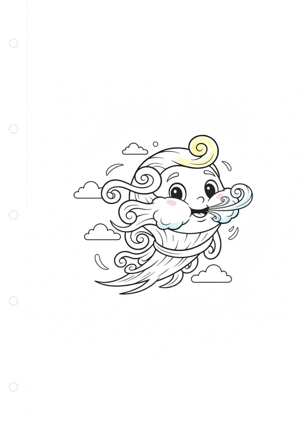 바람 (방긋) 색칠공부 도안